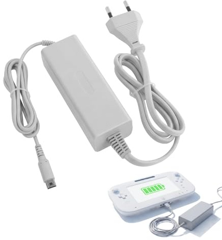Cargador de Reemplazo para Nintendo Wii U Gamepad, Adaptador de Fuente de Alimentación con Cable de 7 pies, Entrada 100-240V, Salida 4,75V/1,6A, Compatible Solo con Wii U Gamepad, Carga rápida