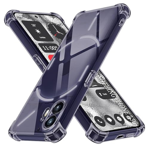 Techsuit für Nothing Phone 2 Hülle mit Soft Touch, Vergilbungsfrei Material, Stoßfest, Luftkissen Ecken, Erhöhte Kanten, Kabelloses Laden Kompatibel, Shockproof Clear Silicone, Rauchschwarz