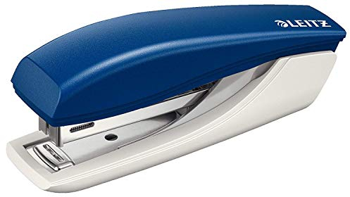Leitz Mini-Heftgerät, Für 10 Blatt, Ergonomische Form, Inklusive Heftklammerschachtel, Blau, NeXXt-Serie, 55176035