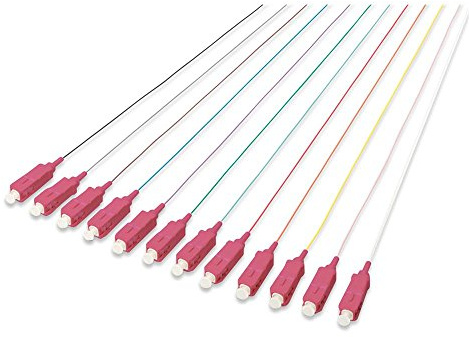 DIGITUS LWL Pigtails - 12 Stück - SC - Simplex - OM4 - Farbcode DIN IEC 304 - Fibre-Optic - Netzwerk-Technik - Länge 2m