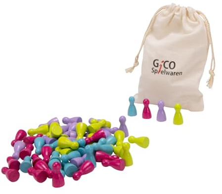 GICO 60 Halmakegel 24x12 aus Holz Set in Vier Pastellfarben Lemon, Flieder, Fuchsia, Türkis - 2133