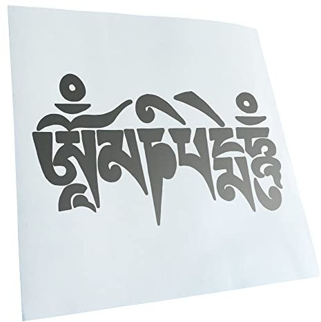 Kiwistar - Autoaufkleber - Silber - 17x10cm Om Mani Padme Hum Aufkleber für Auto, Laptop, Fahrrad, LKW, Motorrad Mehrfarbig JDM Decal Racing