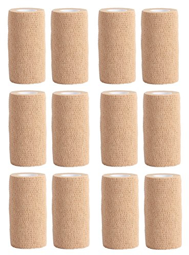Haftbandage – 12 Rollen x 10 cm x 4,5 m, Erste Hilfe, Sport, Bandagen, COBOX Tierarztverband selbstklebende Bandagen, Nude