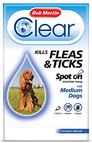 Bob Martin Clear Spot on Pipette for Medium Dogs Fleas and Ticks Treatment