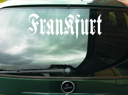 cartattoo4you® AH-00661 | Frankfurt - Fraktur/Altdeutsche Schrift | Autoaufkleber Aufkleber Farbe weiß, in 24 Farben erhältlich, glänzend 57 x 20 cm in Premium - Qualität Waschstrassenfest