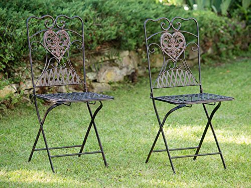 aubaho 2X Gartenstuhl Paar Stuhl Bistrostuhl Eisen Antik-Stil Gartenmöbel braun