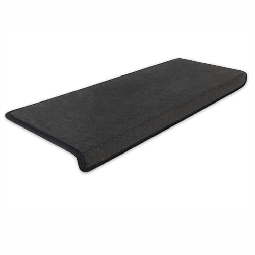 Metzker Stufenmatten Treppenmatten Uni Anthrazit 30 Stück Rechteckig | Treppenteppich von DAS TEPPICHWERK - Trittfläche ca. 65x24cm incl. Klebeband