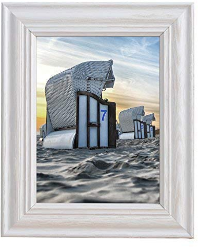 Mein Landhaus Vintage Bilder-Rahmen Stockholm im Shabby Chic Design | Holz-Rahmen in Weiß mit Glas (24x30 cm)