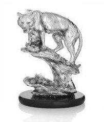 Skulptur Ottaviani Tiger aus Metall versilbert Höhe 26 cm