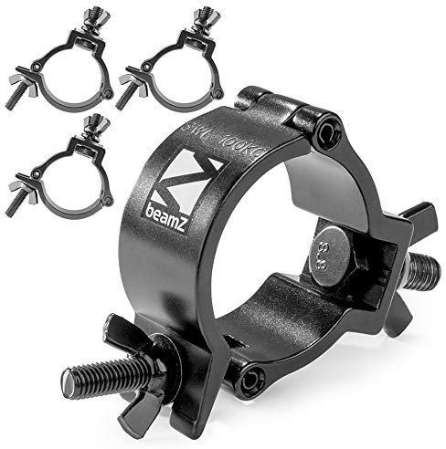 BeamZ BC50B-100 Half Coupler Slimline Lighting Truss Clamps, 100kg, Black - 4 Pack | High-Strength Aluminium Stage Lighting Clamps, Suitable for 48-51mm Diameter Truss Tubes