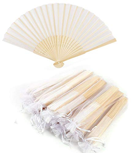 Anyasen handfächer weiß fächer hochzeit holzfächer handfächer Fächer Holzfächer Hochzeitsfächer Gastgeschenke Fächer Weiß Stofffächer Handfächer Stofffächer Hochzeit (Weiß, 10 Stück)