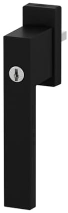 Design Aluminium Fenstergriff Dublin abschließbar - pulverbeschichtet, Farbe:Schwarz RAL 9005 (matt), Stiftlänge:45mm