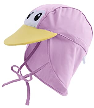 Cuddle Club Cappello da Sole Regolabile Bimbo e Bambino | Copertura per Tutto il Giorno per la Testa e il Collo del Neonato - Pinguino - Viola - Piccolo