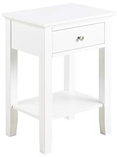 AC Design Furniture Flower Nachttisch, weiss, MDF, B: 45 x H: 62,8 x T: 34 cm, 1 Stück