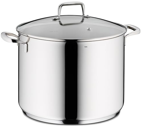 kela Gemüsetopf Flavoria, Durchmesser 28 cm, 12,2 L, Edelstahl 18/10, Allherdboden, Glasdeckel mit Dampfloch, hitzebeständig bis 180° C mit Deckel, bis 220° C ohne Deckel, 10178