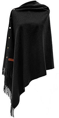 BOER Schals für Damen – Langer, weicher, warmer Damenschal im Winter mit Knöpfen, Strickschal im Wollstil mit Spinnquaste, Stola, Schals für Damen