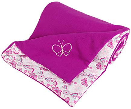 Kaarsgaren Kinderwagendecke für Winter, Größe 70 x 100 cm, Farbe: Brombeere/Schmetterling, doppelseitig Kuscheldecke, Babydecke, Erstlingsdecke, Krippe Decke (Brombeere/Schmetterling)