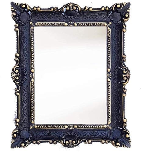 Lnxp WANDSPIEGEL BAROCKSPIEGEL Spiegel IN 56X46 cm SCHWARZ mit Gold DUALCOLOR Renaissance OPULENTER PRACHTVOLLER Nostalgie ANTIK BAROCK REPRO BAROCKSTIL 50SP