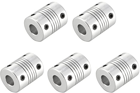sourcing map 5Stk. 8mm zu 10mm Aluminiumlegierung Stab Flexibel Kupplung Motorsteckerverbindung L25xD19 Silber
