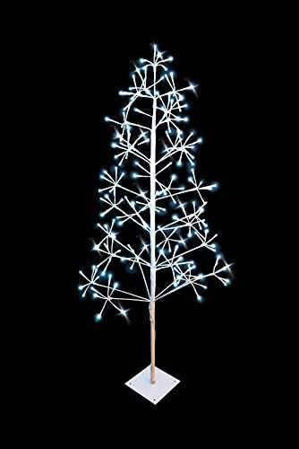 SHATCHI 3Ft/90cm Pre-Lit White Twig Christmas 120 Cool Micro LEDs – Mains Operated – Indoor/Outdoor Birch Tree Xmas Home Light Decoration, Metal, 90 cm