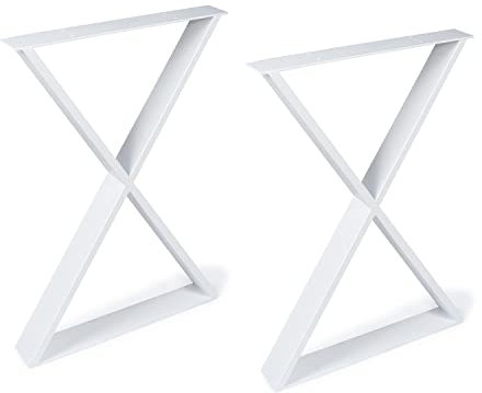 REI | Lot de 2 Pieds pour Tables | 71 x 58 x 8 cm | Fabriqué en Acier | Finition Blanche à Pores | Fixation par Vis | Supporte jusqu'à 250 kg