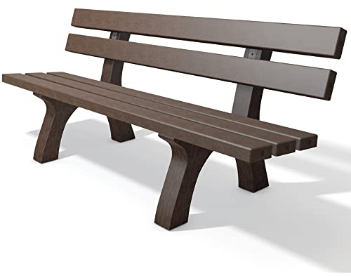 hanit® Piccadilly Gartenbank | Braun | 150 cm | wetterfeste Parkbank | Outdoor-Bank | aus 100% recyceltem Kunststoff | mit Rückenlehne
