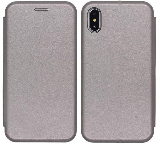 Per IPHONE X/XS Cover Similpelle Chiusura Magnetica Custodia Cover a Portafoglio IN Argento Grigio Compatibile Con IPHONE X O IPHONE XS