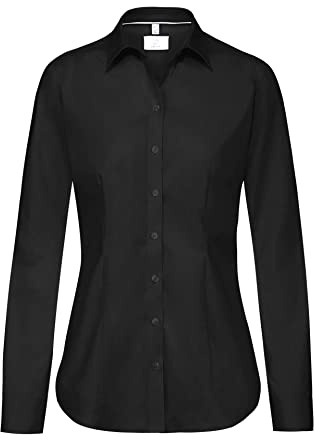 GREIFF Corporate Wear Premium Damen Bluse Regular Fit Langarm Schwarz Modell 6592 Größe 52