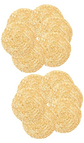 Cabilock 12 Pièces Caboteur De Paille De Paille sous-Verres Absorbants sous-Verre De Paille sous-Verres en Osier Tressé Plaque De Base De Tasse Se Réconcilier Bureau Mariage De Paille