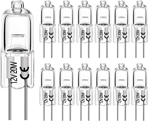 SINCHEREU G4 Halogen Leuchtmittel, Halogen G4 12V 20W, 10er Pack Dimmbar Warmweiß 2800K, Halogenlampen, Halogenglühbirne für Dunstabzugshauben Unterschrank-Puckleuchte Wohnzimmer