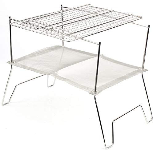 Portable Charcoal Grill, Desk Tabletop Stainless Steel Folding Smoker Barbecue Camping Grill, Camping Table BBQ Grill with Storage Bag for Outdoor Cooking Camping Hiking Picnics Party