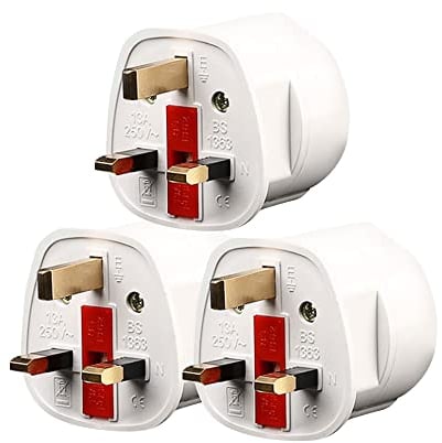 UYUYong 3 Stück Reiseadapter Adapter Stecker für England Reiseadapter DE zu UK Reisestecker Stromadapter Schuko EU zu UK Steckdose Schottland Irland -Weiß