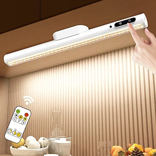 Hapfish Dimmbare Touch Lichtleiste Akku, Unterbauleuchte Küche LED Batterie Kabellos mit Fernbedienung Magnet, Schrankbeleuchtung Aufladbar, Batteriebetrieben lampe für Spiegel Schreibtisch Wand