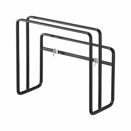 YAMAZAKI Tower Film Hook Selbstklebender Schneidebretthalter, schwarz | Stahl, Befestigung ohne Bohren, Schwebende Aufbewahrung, Für 2 schneidebretter, 5,7 x 12 x 12 cm, Japanisches Design