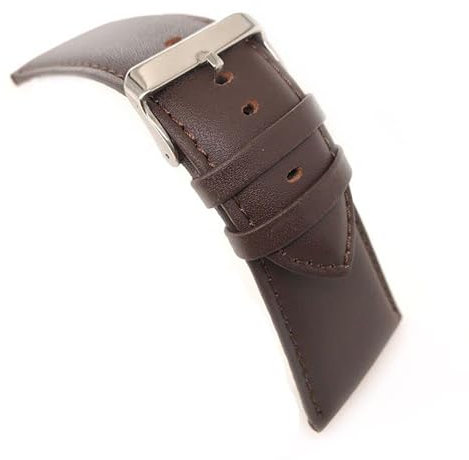 diloy Uhrenarmband aus glattes Rindsleder 26mm 28mm 30mm 32mm 34mm 36mm 38mm 40mm Ref. 302EA Dunkelbraun 28mm