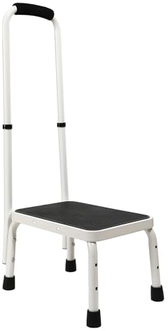 Sattiyrch Tritthocker mit Griff für Immer, Stabiler und Leichter Hocker mit Rutschfester Plattform, einfache Montage, trägt sicher bis zu 159 kg mit 24 cm