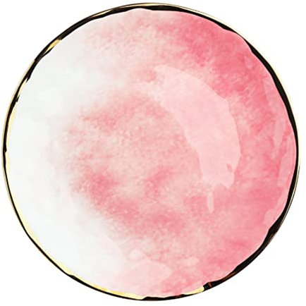 Assiettes à salade en céramique de 20,3 à 25,4 cm, assiettes à dessert pour apéritif, sushis, fruits (rose, 25,4 cm)