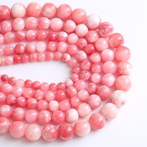 Lot de 86 perles d'espacement en jade persan rose de 4 mm pour la fabrication de bijoux, bracelets, colliers