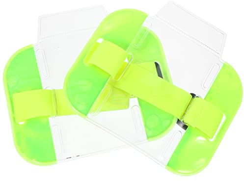 2Pcs ID Card Armband Holder Motorcycle id Card Holder Postcards Holder Elastic arm Band arm id Badge Holder Plastic Card Sleeves Badge arm Band Miss Postcard Holder Reflective