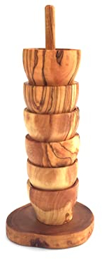 medina mood 6 Eierbecher und Halterung im Set handgefertigt Olivenholz Platzsparend Praktisch Leicht Holz Handarbeit Geschenk Unikat