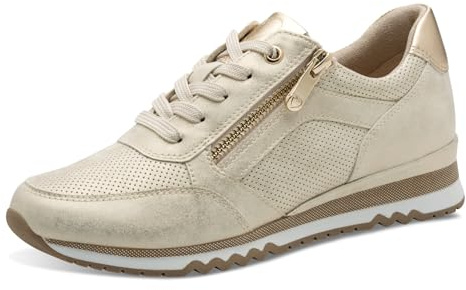 MARCO TOZZI Damen Sneaker flach mit Reißverschluss Vegan, Gold (Dune met.Comb), 40 EU