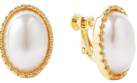 BSLVWG Clip on Earrings, Pearl Clip On Earrings Hypoallergenic Non Pierced Clip Earrings CZ Cute Fashion Clip on Earrings Clip Earrings for Women Grils (A)
