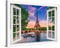 PICANOVA – Leinwandbild 120x80cm Eiffelturm Paris Fenster – Leinwanddruck – Wandbild Kunstdruck Auf 2cm Holz-Keilrahmen Für Schlaf- Und Wohnzimmer Wanddekoration – Bild auf Leinwand