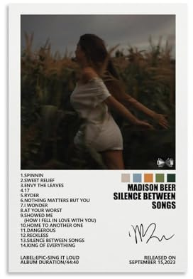 Madison Beer Poster Silence Between Songs New Music Album Cover Poster Art Decor Malerei Ästhetische Wandkunst Leinwand für Schlafzimmer Dekor 20 x 30 cm ungerahmt 2