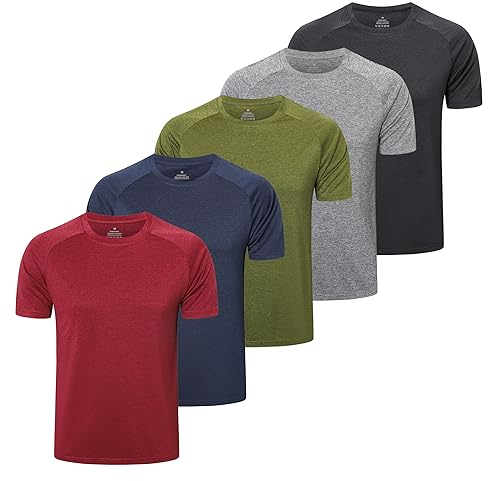 ZENGVEE 5er Pack Funktionsshirt Herren Sport Tshirts Sportshirt Herren Kurzarm Atmungsaktive Trainingsshirt Men Gym Shirt Laufshirt Männer Fitness T Shirt Herren Set(210-Black Gray Green Navy Red-S)