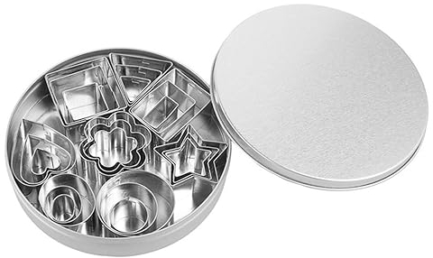 24Pcs Keksausstecher Formen Backen Set, Rechteck Quadrat Kreis Oval Stern Blume Herz Dreieck, Edelstahl Plätzchenformen Ausstecher für Kinder Weihnachten Geburtstag