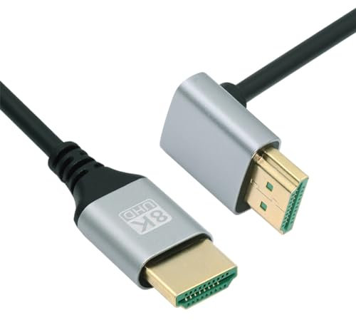 NFHK Cavo HDMI 2.1 ultra sottile HDTV 8K 4K iper super flessibile sottile cavo ad angolo di 90 gradi tipo A maschio a maschio per computer HDTV 50 cm