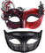 SIQUK 2 Stück Venezianische Maske Maskerade Mask Venezianischen Maske Kostüm Masken für Damen Herren Paar Karneval Halloween Party, Schwarz & Rot