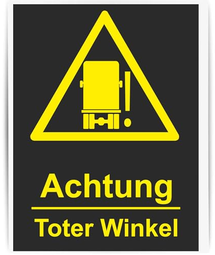 INDIGOS UG Aufkleber Achtung Toter Winkel - Fahrrad - Sicherheit für Fahrradfahrer beim Überholen - LKW - Bus -Truck - Camper Autoaufkleber - schwarz 20x15 cm -