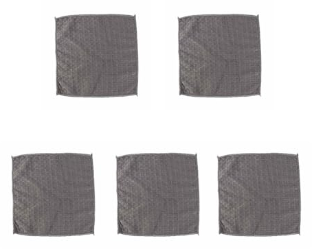 Pokinge 5 Stück Faser-Reinigungstücher, weiches graues Waffelgewebe, Geschirrtuch, wasserabsorbierend, sauberes Tuch für Kaffeemaschine, Zuhause, Küche, Reinigungswerkzeug (25 cm)